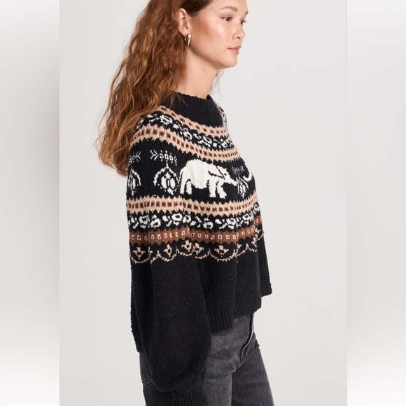 FREE‎ PEOPLE Nellie Fair Isle Elephant Sweater size Medium - Picture 4 of 11